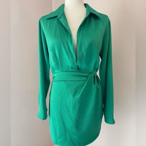 Rumer The Label Allegra Shirt Dress in Green Mini with collar S - Picture 4 of 14